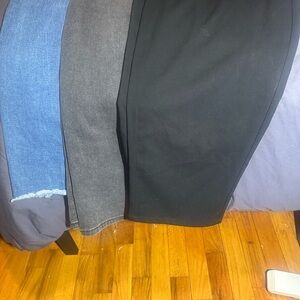 2 denim and 1 black high rise pants